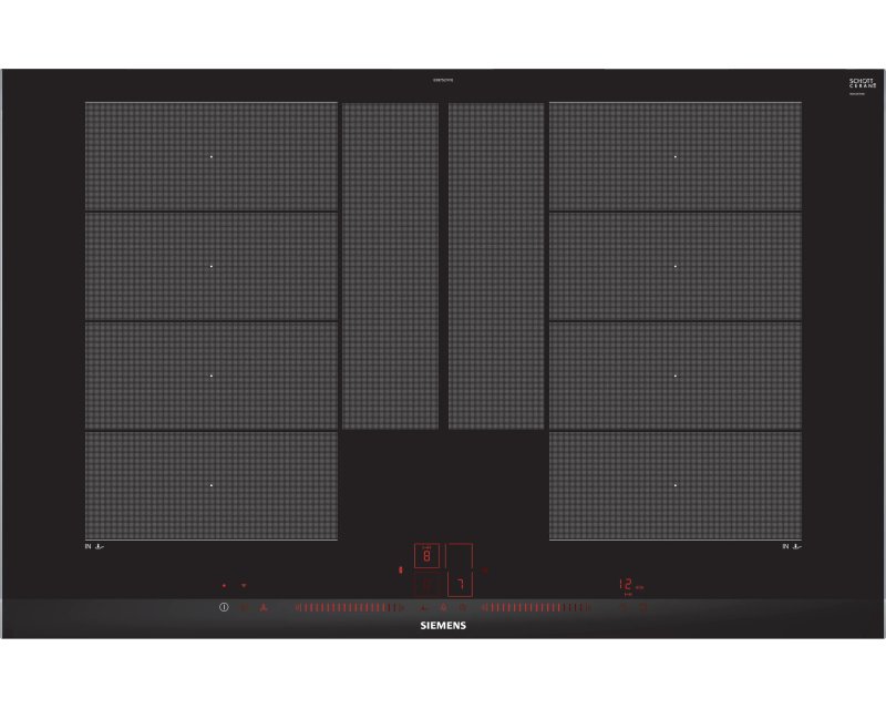 Siemens EX875LYV1E zwarte inductiekookplaat, bovenaanzicht