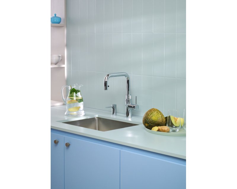 Quooker Flex Square met uittrekbare slang, in de afwerking getoond op de officiële Quooker-pagina.
