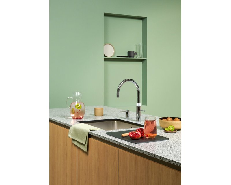 Quooker Fusion Round in de afwerking getoond op de officiële Quooker-pagina.