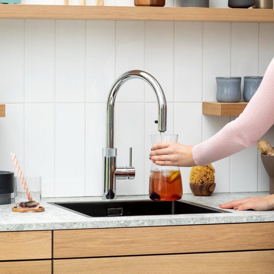 Quooker Flex in een keukeninterieur; officiële Quooker-inspiratiefoto.